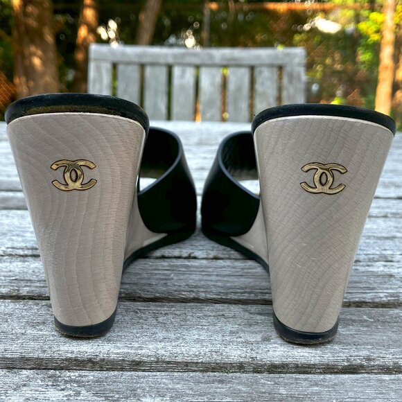AUTHENTIC CHANEL Black Wedges - Picture 2 of 11